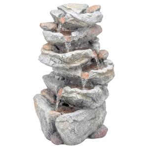 Outsunny 6-stufiger Gartenbrunnen - Zen-Gartendekor in Natu…