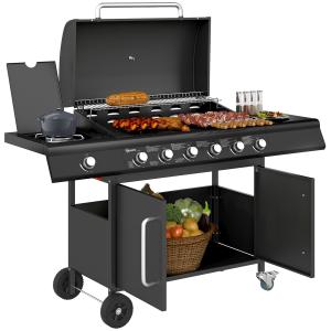 Outsunny Gasgrill 21,2 KW 6 1 Brenner BBQ Grillwagen aus Ed…