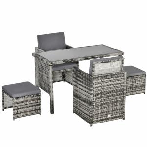 Outsunny Polyrattan Sitzgruppe für 4 Personen Essgruppe Gar…