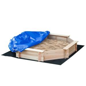 Outsunny Sandkasten mit Abdeckung 8-eckig Sandkiste aus Mas…