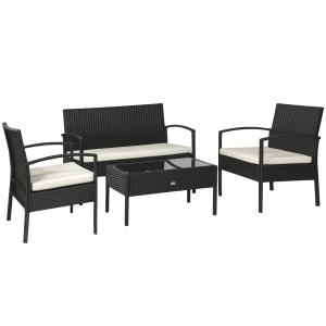 Outsunny Polyrattan Sitzgruppe für 4 Personen, Lounge Sofa…
