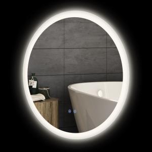 kleankin Badspiegel mit Beleuchtung, Ø70 cm Wandspiegel mit…