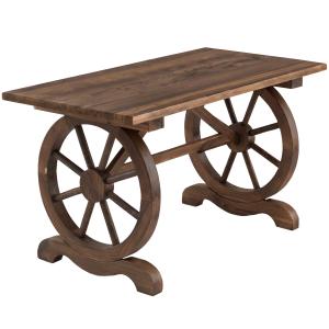 Outsunny Gartentisch Massivholz Balkontisch Holztisch Räder…