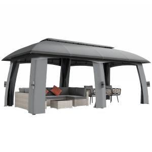 Outsunny Gartenpavillon 3 x 6 m Partyzelt mit Doppeldach &…