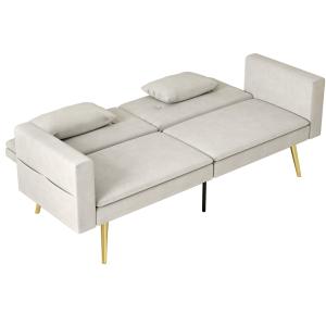 HOMCOM Schlafsofa, Schlafcouch mit Verstellbar Rückenlehne,…