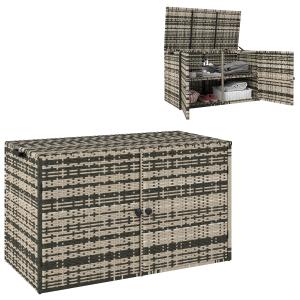 Outsunny Rattan Auflagenbox 350L 2-Ebenne wetterfest Kissen…