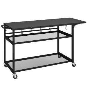 Outsunny Gartenwagen Grillwagen auf Rollen Kücheninsel mit…