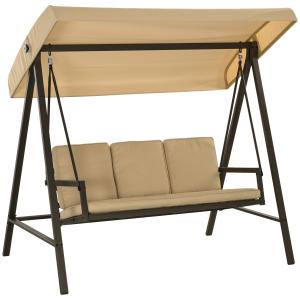 Outsunny 3-Sitzer Hollywoodschaukel, mit verstellbarem Sonn…