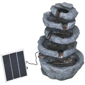 Outsunny Solarbetriebener Gartenbrunnen Fels Wasserfall mit…