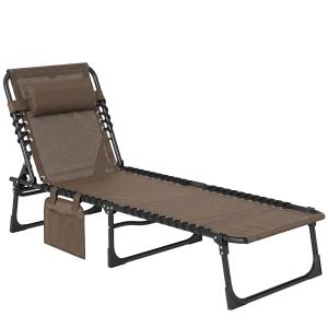 Outsunny Sonnenliege klappbar Gartenliege mit Kopfkissen, S…