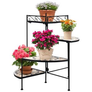 Outsunny Blumenständer 4-Stufen  Faltbare Blumentreppe für…