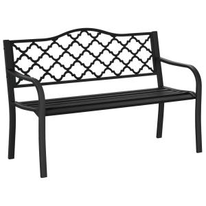 Outsunny Gartenbank 2-Sitzer aus Gusseisen 128x58,5x89 cm m…