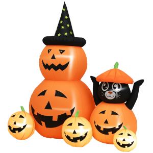 Outsunny Aufblasbarer Halloween-Kürbis mit Katze von 6 Fuß,…