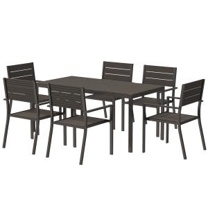 Outsunny Gartenessgruppe Gartenmöbel Set 6 Personen geschli…