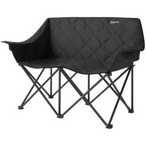 Outsunny Faltstuhl faltbar 2 Sitzer Campingstuhl mit Kühlta…