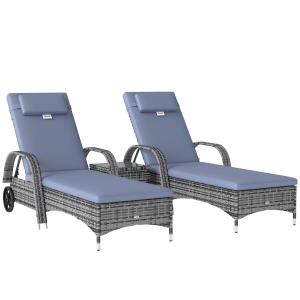 Outsunny Sonnenliege Gartenliege Tisch 3er-Set Gartenmöbel,…