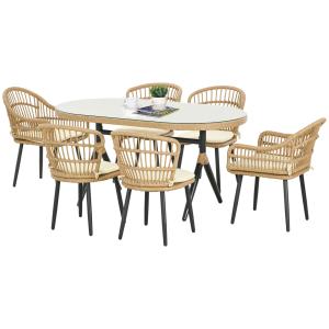 Outsunny Salon de Jardin 6 Personen Rattan PE Esszimmer-Set…