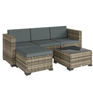 Outsunny 5-teiliges Rattan-Garten-Set, robustes Terrassen-S…