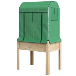 Outsunny Hochbeet aus Holz mit Gewächshaus 86x60x165cm, erh…