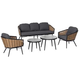 Outsunny Polyrattan Gartenmöbel Set 5-teiliges Rattansofa-S…