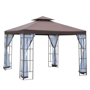 Outsunny Pavillon Gartenpavillon mit Moskitonetze Seitenwän…