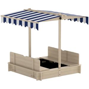 Outsunny Sandkasten mit Deckel, verstellbar, Sandkiste, Kin…