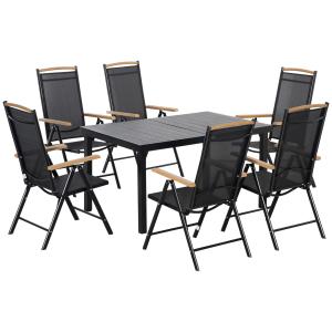 Outsunny Sitzgruppe klappbar für 6 Personen 1 Tisch 6 Stühl…
