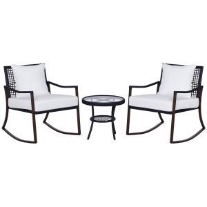 Outsunny Gartengarnitur für 2 Personen Schaukelstuhl Set Si…