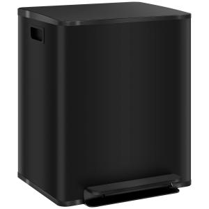 HOMCOM Mülleimer 2x25L Treteimer Edelstahl mit Deckel & Fuß…