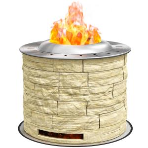 Outsunny Feuerschale  Holzbrennende Feuerstelle & Tischfeue…