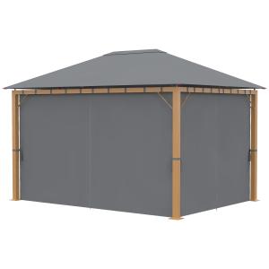 Outsunny Gartenpavillon 4 x 3 m Aluminium Pavillon mit Vorh…