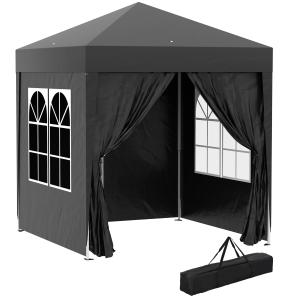 Outsunny Faltpavillon 2x2m mit 4 Seitenwänden und Fenstern,…