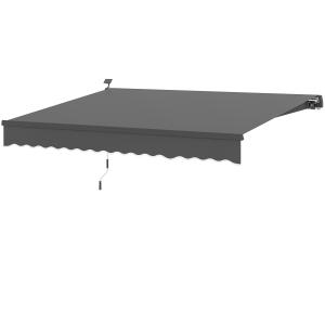 Outsunny Klemmmarkise mit Handkurbel Solar-Lichte Gelenkarm…