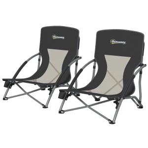 Outsunny Set von 2 klappbaren Strandstühlen, leichte Campin…