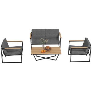 Outsunny Gartenmöbel Set 4 Personen wetterfest Balkonmöbel-…