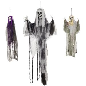 HOMCOM 3er-Set Halloween Dekoration 200cm Hängendes Skelett…