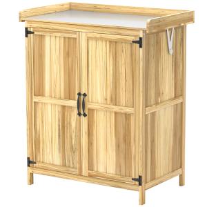 Outsunny Gartenschrank Holz, Geräteschuppen wetterfest 74x4…