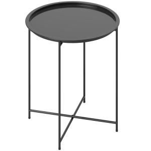 Outsunny Beistelltisch klappbar Gartentisch Ø46 x 50 cm Run…