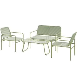 Outsunny 4-Sitzer Outdoor-Rattan-Loungeset mit 2-Sitzer-Sof…