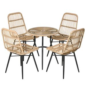 Polyrattan Gartenmöbel Set Essgruppe mit Esstisch & 4 Stühl…