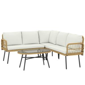Outsunny Polyrattan Gartenmöbel Set 4-teilig, Lounge Set mi…