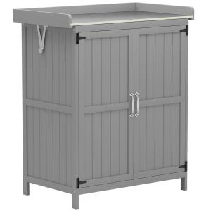 Outsunny Gartenschrank Holz, Geräteschuppen wetterfest 74x4…