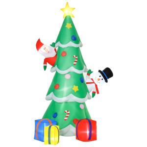 HOMCOM Aufblasbarer Weihnachtsbaum mit Weihnachtsmann Schne…