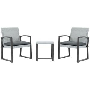 Outsunny Rattan Sitzgruppe 3-tlg. mit Esstisch für 2 Person…