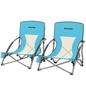Outsunny Set mit 2 faltbaren Strandstühlen, leichte Klapp-C…