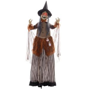 HOMCOM 183cm Halloween Dekoration Halloween-Hexe mit LED-Li…