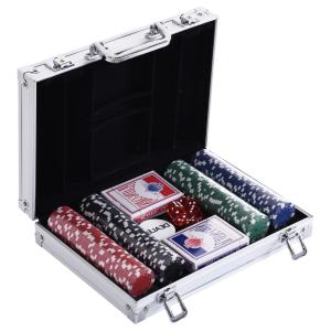 HOMCOM Pokerkoffer Pokerset 200 Pokerchips 2xKartenspiel 5x…