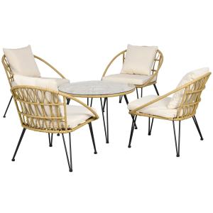 Outsunny 5 tlg Rattan Gartenmöbel Set Sitzgarnitur mit Esst…