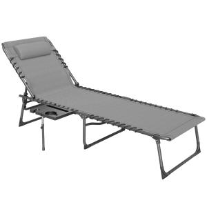 Outsunny Sonnenliege klappbar Gartenliege mit Kopfkissen, L…