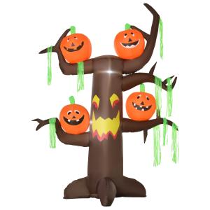 HOMCOM Aufblasbarer Spukbaum Kürbis Halloween Deko Figur Lu…